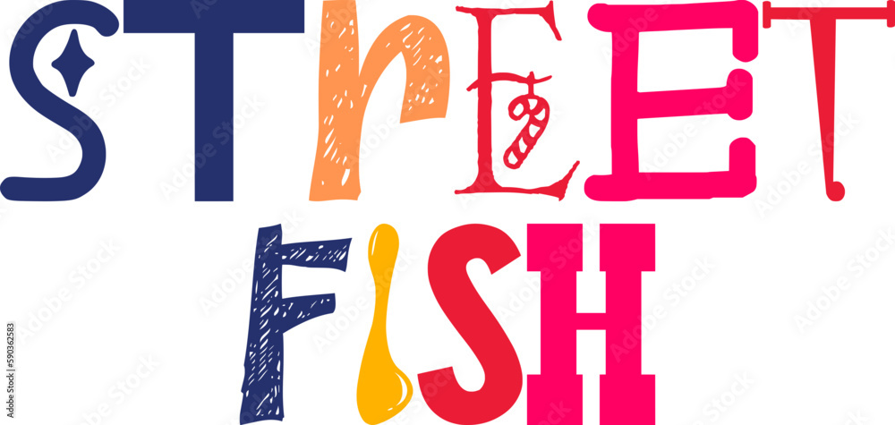 Street Fish Calligraphy Illustration for Poster, Brochure, Social Media Post, Infographic Street Fish Calligraphy Illustration for Poster, Brochure, Social Media Post, Infographic