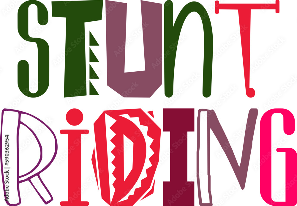 Stunt Riding Typography Illustration for T-Shirt Design, Logo, Mug Design, Icon