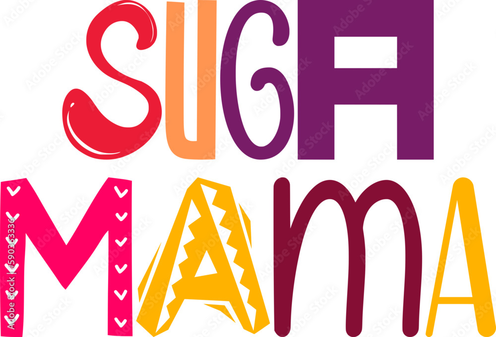 Suga Mama Typography Illustration for Bookmark , Stationery, Brochure, Flyer