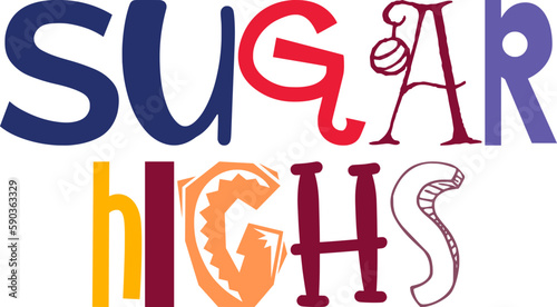 Sugar Highs Calligraphy Illustration for Infographic, Icon, Magazine, Decal
