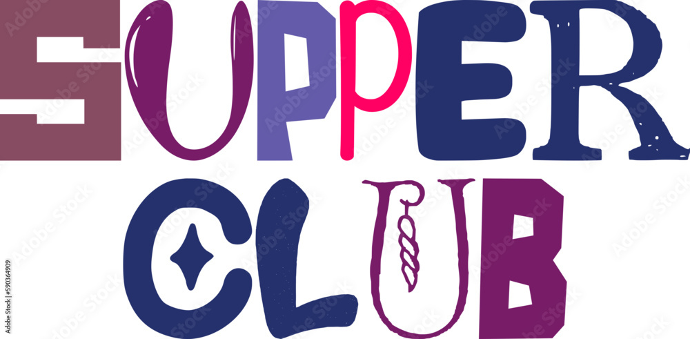 Supper Club Calligraphy Illustration for Brochure, Icon, Social Media Post, Infographic