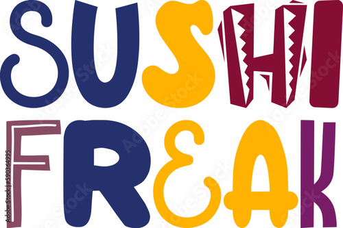 Sushi Freak Calligraphy Illustration for Icon, Infographic, Flyer, Newsletter