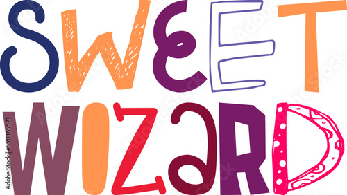 Sweet Wizard Hand Lettering Illustration for Infographic, Bookmark , Presentation , Label