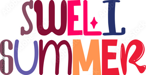 Swell Summer Hand Lettering Illustration for T-Shirt Design, Magazine, Infographic, Bookmark 