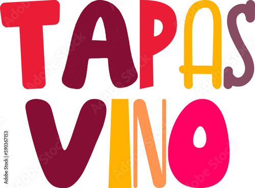Tapas Vino Typography Illustration for Poster, Label, Sticker , Postcard 