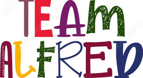 Team Alfred Calligraphy Illustration for Logo, Postcard , Sticker , Social Media Post