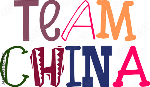 Team China Hand Lettering Illustration for Bookmark , Stationery, Newsletter, Gift Card