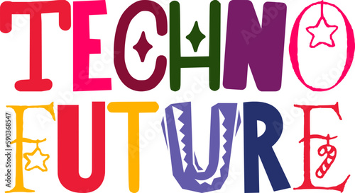 Techno Future Calligraphy Illustration for Decal, Label, Stationery, Magazine