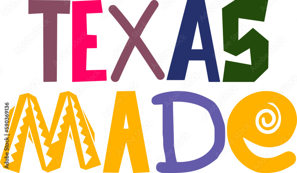 Texas Made Hand Lettering Illustration for T-Shirt Design, Banner, Logo, Icon