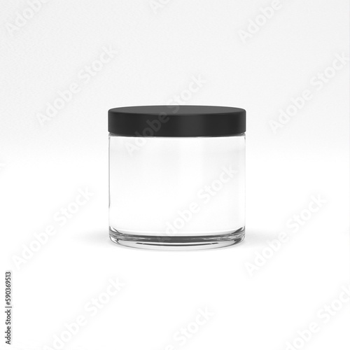 3D Rendering of Clear Plastic Containers with Lids, 6.5 oz and 4 oz Empty Plastic Jars with Lids and Labels for Slime, Beauty Products, Body Scrubs, Lotion and Kitchen Use