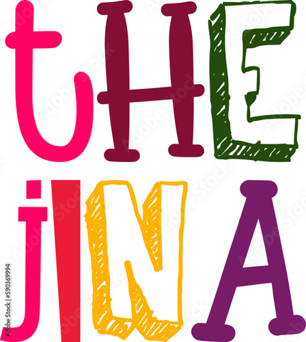 The Jina Calligraphy Illustration for Mug Design, Newsletter, Stationery, Logo photo
