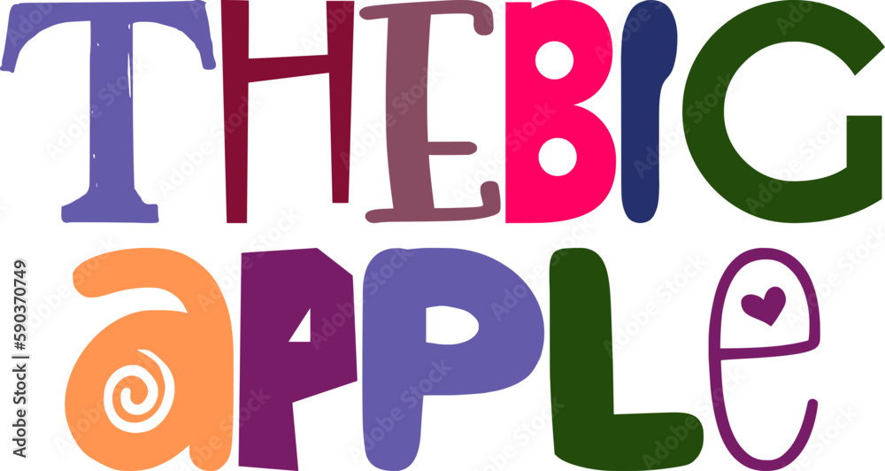 Thebig Apple Typography Illustration for T-Shirt Design, Newsletter, Magazine, Decal Thebig Apple Typography Illustration for T-Shirt Design, Newsletter, Magazine, Decal