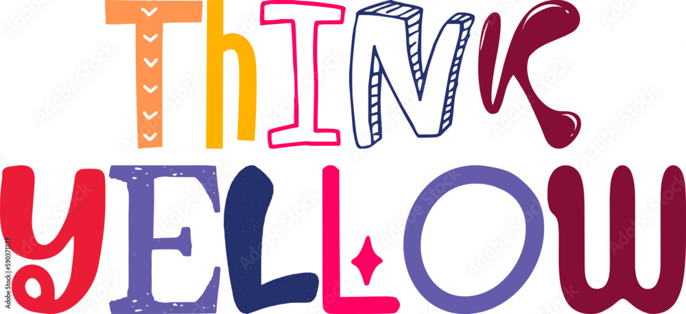 Think Yellow Typography Illustration for Banner, Label, Newsletter, Packaging Think Yellow Typography Illustration for Banner, Label, Newsletter, Packaging