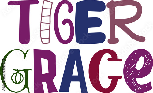 Tiger Grace Typography Illustration for Motion Graphics, Magazine, Social Media Post, Postcard 