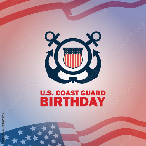 United States Coast Guard birthday. August 4. Design with american flag and patriotic stars, modern background vector  illustration 