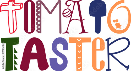Tomato Taster Calligraphy Illustration for Brochure, Newsletter, Sticker , Infographic