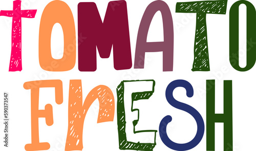 Tomato Fresh Calligraphy Illustration for Icon, Stationery, T-Shirt Design, Packaging