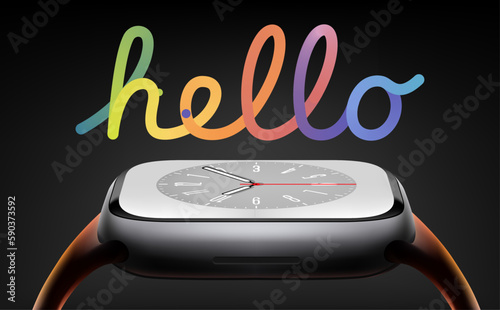 iWatch vector with hello colorful