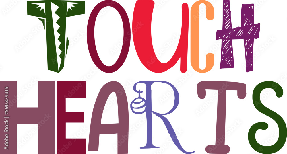 Touch Hearts Typography Illustration for Magazine, Infographic, Mug Design, Brochure