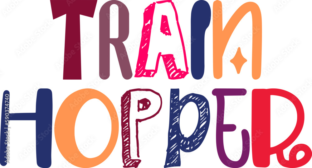 Train Hopper Hand Lettering Illustration for Stationery, Poster, Sticker , Book Cover Train Hopper Hand Lettering Illustration for Stationery, Poster, Sticker , Book Cover