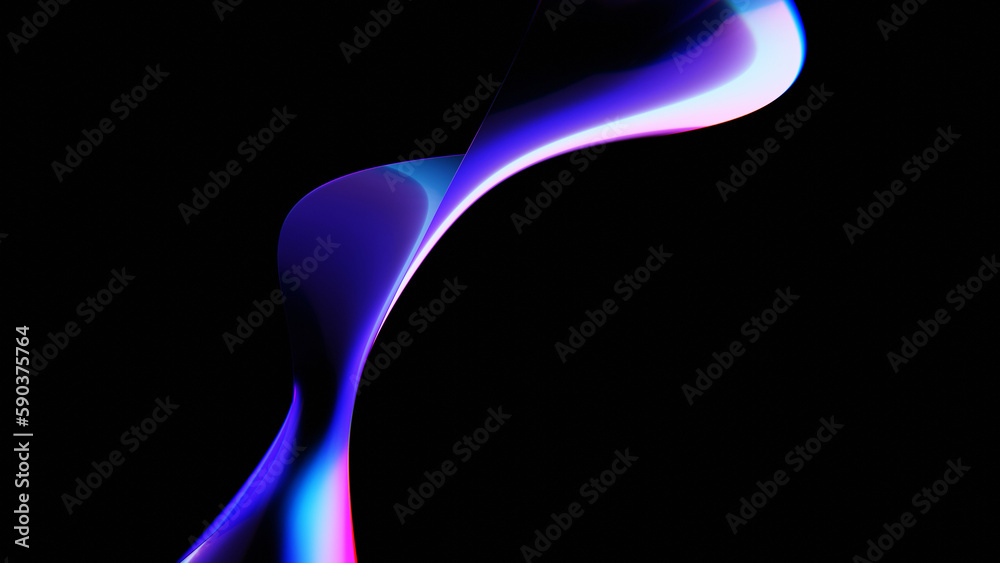 Abstract fluid holographic iridescent neon curved wave in motion dark background 3d render. Gradient design element for banners, backgrounds, wallpapers and covers Abstract fluid holographic iridescent neon curved wave in motion dark background 3d render. Gradient design element for banners, backgrounds, wallpapers and covers