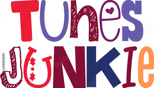 Tunes Junkie Hand Lettering Illustration for Decal, Social Media Post, Bookmark , Motion Graphics