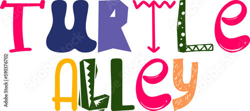 Turtle Alley Hand Lettering Illustration for Icon, Book Cover, Bookmark , Banner