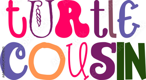 Turtle Cousin Typography Illustration for Brochure, T-Shirt Design, Packaging, Infographic