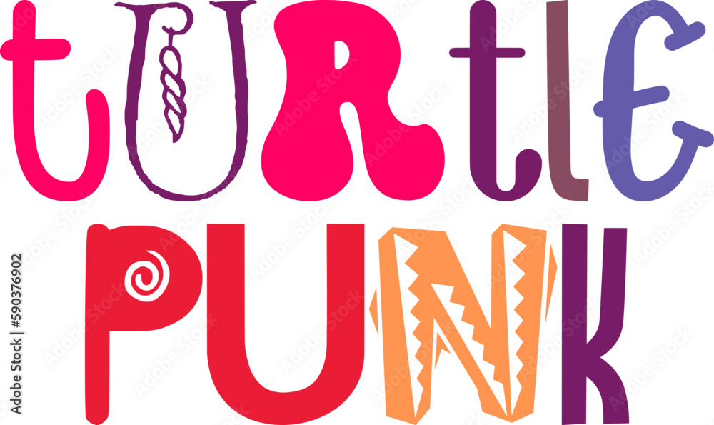 Turtle Punk Hand Lettering Illustration for Bookmark , T-Shirt Design, Motion Graphics, Decal Turtle Punk Hand Lettering Illustration for Bookmark , T-Shirt Design, Motion Graphics, Decal