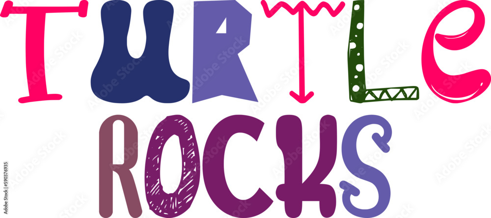 Turtle Rocks Hand Lettering Illustration for Bookmark , Infographic, Book Cover, Stationery