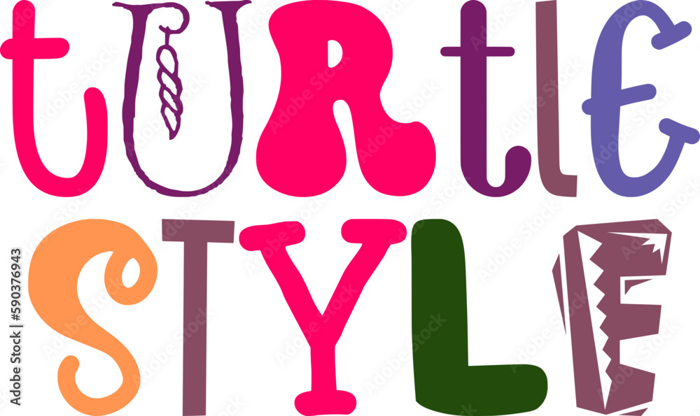Turtle Style Typography Illustration for Infographic, Label, Icon, Bookmark Turtle Style Typography Illustration for Infographic, Label, Icon, Bookmark
