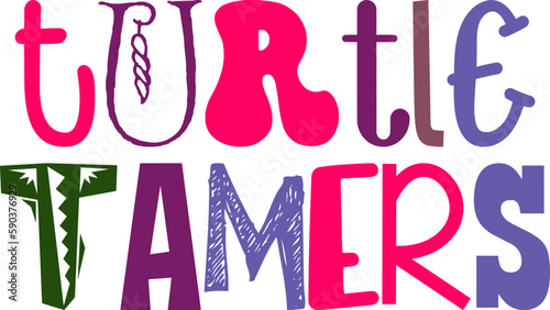 Turtle Tamers Typography Illustration for Banner, Postcard , Infographic, Motion Graphics