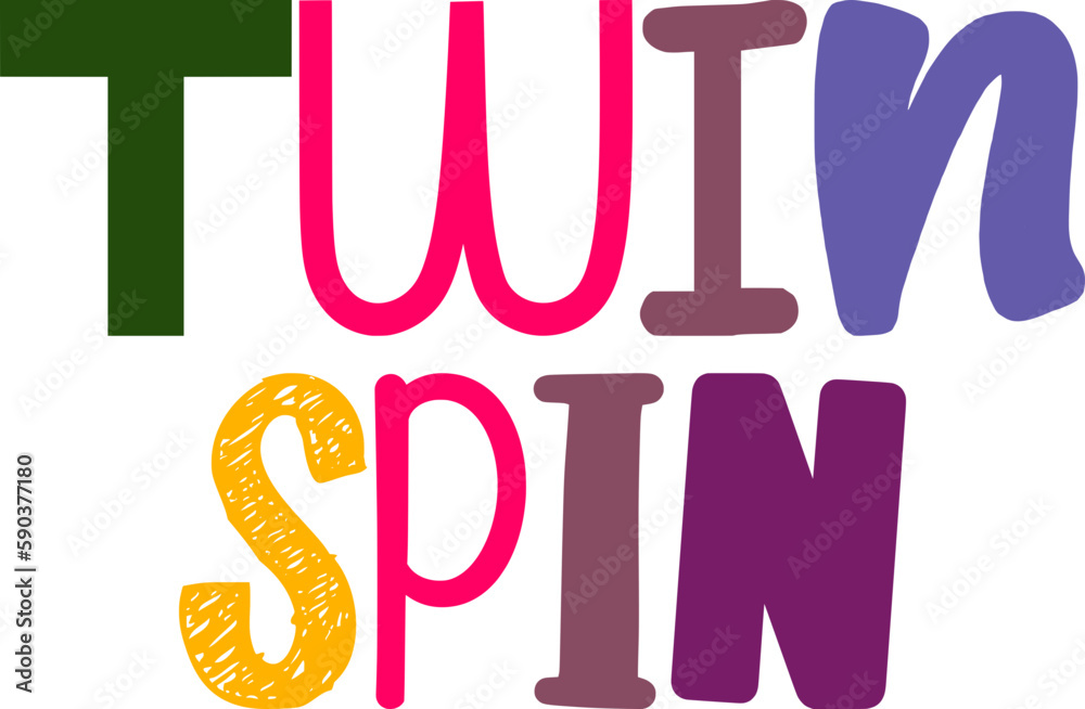 Twin Spin Hand Lettering Illustration for Social Media Post, Stationery, Newsletter, Banner