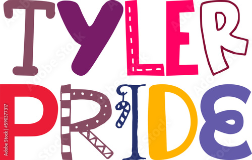 Tyler Pride Calligraphy Illustration for Banner, Decal, Icon, Stationery