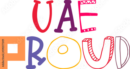 Uae Proud Typography Illustration for Sticker , Packaging, Presentation , Label