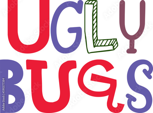 Ugly Bugs Typography Illustration for Decal, Magazine, Icon, Book Cover