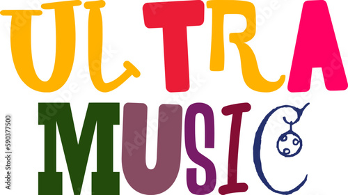 Ultra Music Calligraphy Illustration for Packaging, Sticker , Bookmark , Mug Design