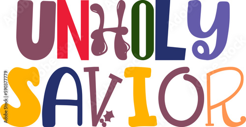 Unholy Savior Typography Illustration for Icon, Stationery, Motion Graphics, Flyer