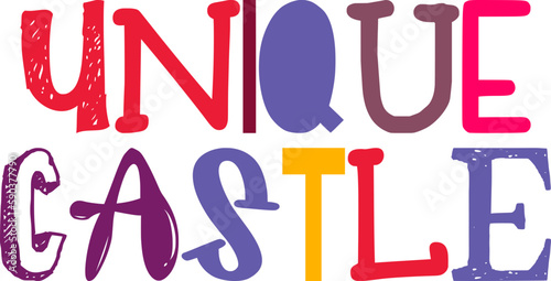 Unique Castle Hand Lettering Illustration for Poster, Mug Design, Stationery, Newsletter