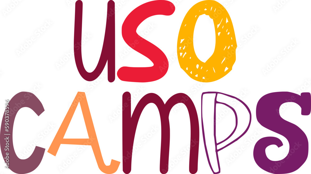 Uso Camps Hand Lettering Illustration for Infographic, Stationery, Gift ...