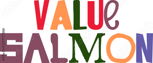 Value Salmon Calligraphy Illustration for Flyer, Label, Banner, Decal