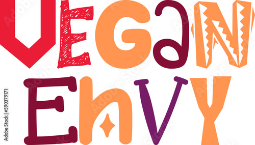 Vegan Envy Hand Lettering Illustration for Brochure, Presentation , Packaging, Stationery