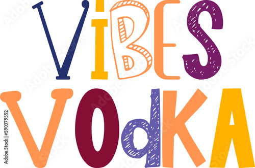 Vibes Vodka Typography Illustration for Bookmark , Stationery, Packaging, Brochure