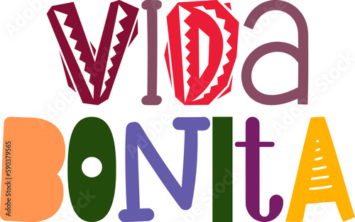 Vida Bonita Calligraphy Illustration for Sticker , Newsletter, Magazine, Bookmark 