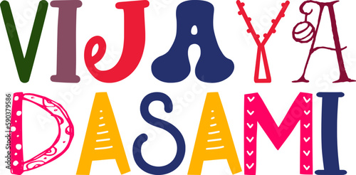 Vijaya Dasami Hand Lettering Illustration for Decal, Bookmark , Newsletter, Magazine