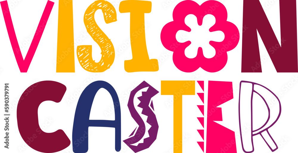 Vision Caster Hand Lettering Illustration for Poster, Magazine, Mug
