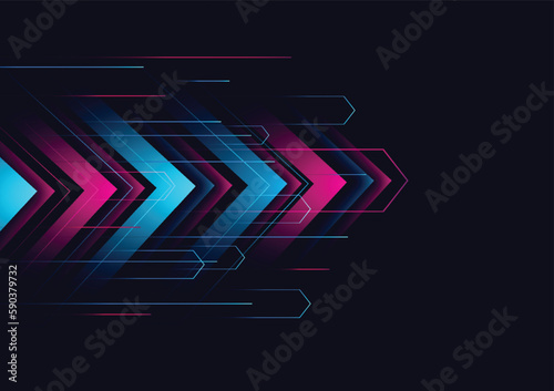 Abstract modern hight speed light arrow line technology effect on black background vector illustration.