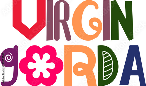 Virgin Gorda Calligraphy Illustration for Sticker , Stationery, Social Media Post, Packaging photo