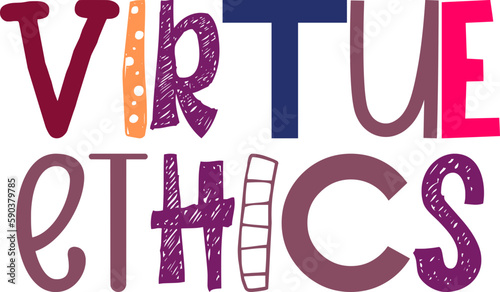 Virtue Ethics Typography Illustration for Bookmark , Infographic, Postcard , Motion Graphics