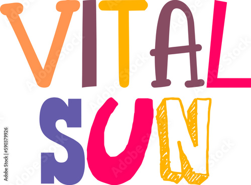 Vital Sun Typography Illustration for Bookmark   Label  Gift Card  Newsletter